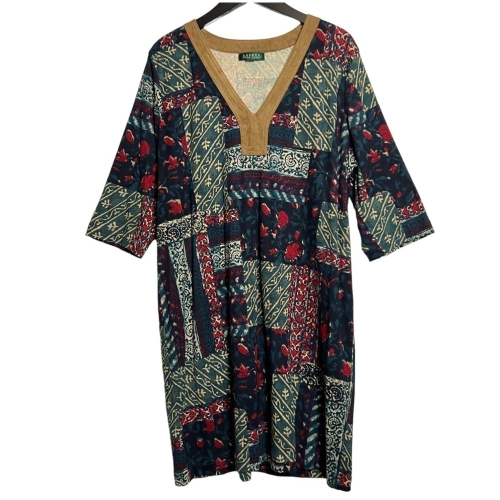 Lauren Ralph Lauren Patchwork Print Cotton Dress Size 2X